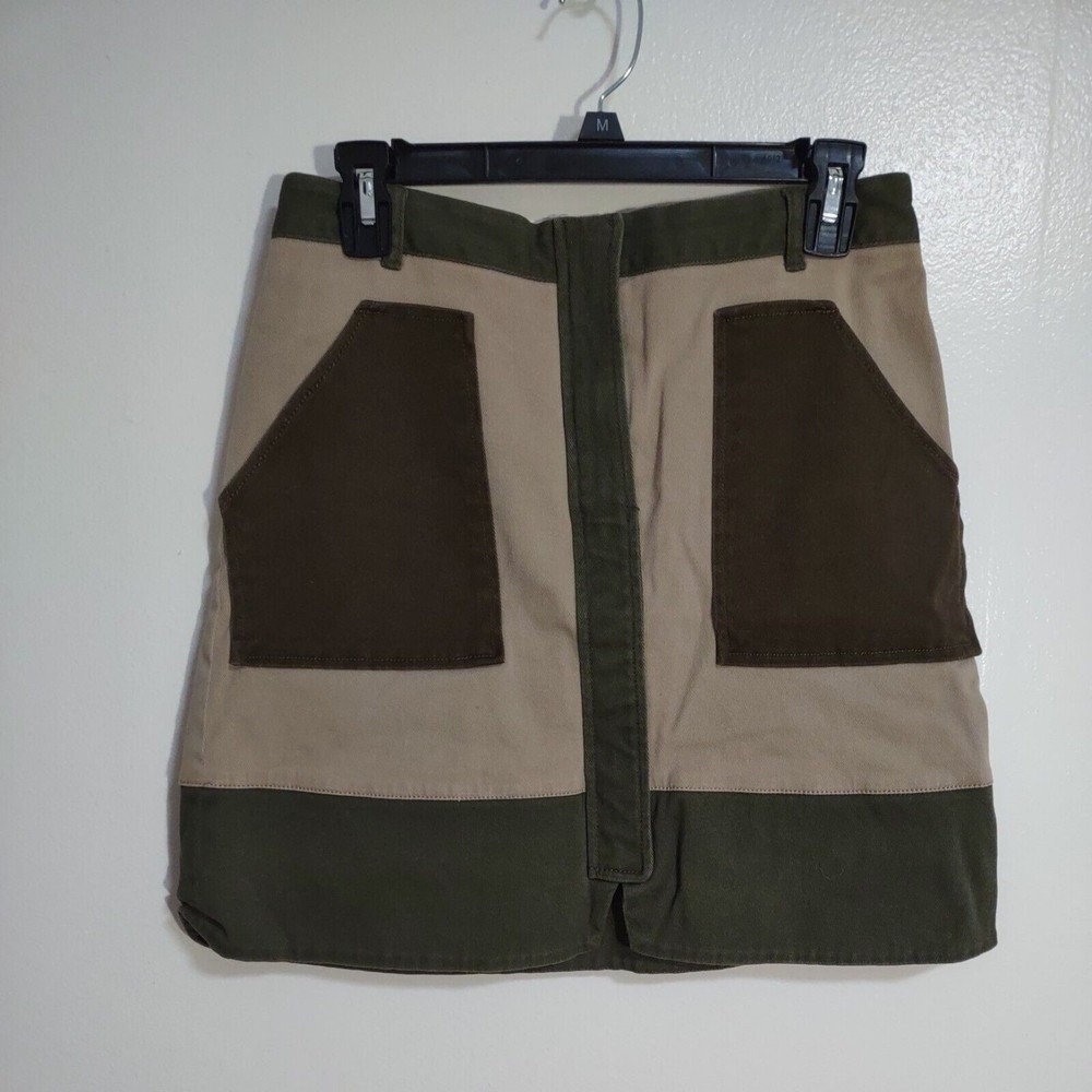 Anthropologie Holding Horses Sz 6 Front Zip Utility Skirt Khaki Pockets